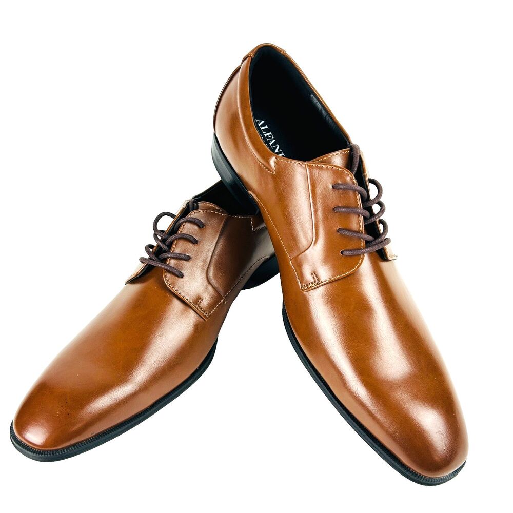 Alfani Andrew Men’s Plain Toe Lace Up Derby Shoes Dark Tan Size 12M New No Box